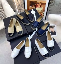 Top Quality Designer Sandal Canvas Shoes Loafers Espadrilles 100% leather woman shoe caviar Round toe Quilting handmade Calfskin lady luxury Casual shoes Fisherman