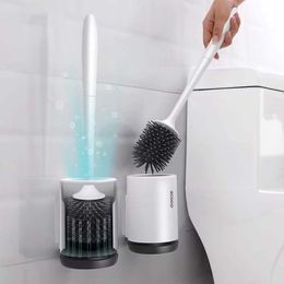 Sets Toilet Brush with Stand TPR Silicone Head Wall Mount Quick Drain Cleaning Brush Tool Set Home Toilet WC Bathroom Accessories