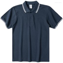 Men's Polos Japanese Retro 210g Heavyweight Summer Polo Shirt Solid Casual Short Sleeved T-shirt Men's Striped Half Sleeve