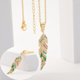 Pendant Necklaces Simple Feather Necklace Exquisite 18K Gold Plated Leafs O Shape Chain Choker For Teens Couple Trending Jewellery Gifts