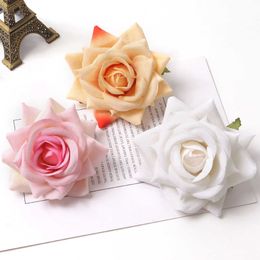 Dried Flowers 10PCs Artificial Rose Heads Silk Fake For Home Decor Garden Wedding Decoration DIY Craft Wreath Accessories