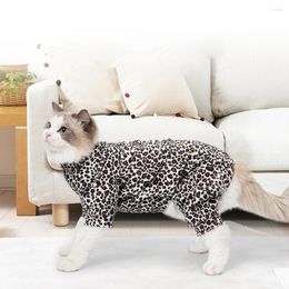 Dog Apparel Cat Recovery Suit Leopard Print Pet Care Clothes Kitten Weaning High Elastic After Clothing