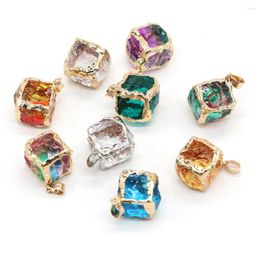 Pendant Necklaces 7 Chakras Natural Stone Crystal Pendants Gold-plated Square For Jewellery Making DIY Women Earring Necklace Gifts
