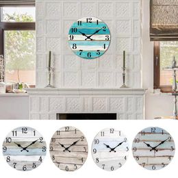 Wall Clocks 10 Inch Rustic Wooden Clock Battery Operated Round Easy To Read Silent No Ticking Kitchen Living Room Decor