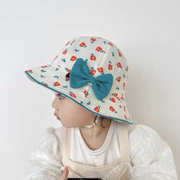 Berets 1-2 Years Old Baby Hat Spring And Summer Korean Thin Cute Bow Children's Basin Caps Treasure Sunscreen Bucket Hats For Kids
