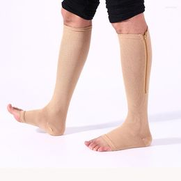 Sports Socks Compression Zipper Fat Burn Massage Cycling Women's Slim Shaper 1 Pair Varicose Veins Treatment