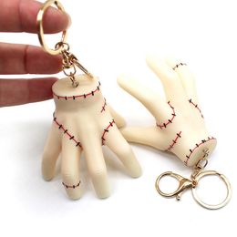 Manufacturers wholesale 5cm Wednesday Addams palm key chain cartoon horror film and television peripheral pendant