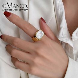 Cluster Rings Vintage y Square Shell for Women White Gold Colour Ladies Large Ring Party Jewellery Accessories Gift Outlet 230609