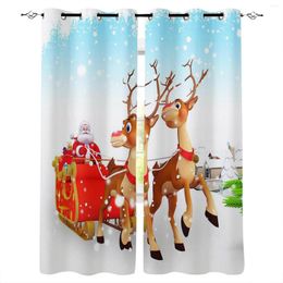 Curtain Christmas Elk Santa Curtains For Windows Drapes Blinds Decoration Home Gift Xmas Decor Living Room Bedroom