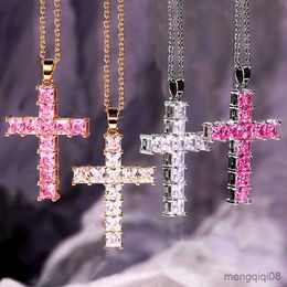 Pendant Necklaces Hot Sale Female Cross Necklace Inlaid White/Pink Cubic Zirconia Fashionable Versatile Women for Party Jewellery R230612