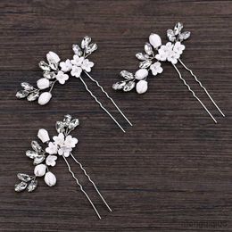 Wedding Hair Jewellery Bride Handmade Leaf White Flower Pins Women Bridal Accessory R230612