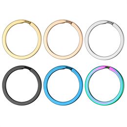 DIY Flat Split Key Rings 20 25 30mm 304 Stainless Steel Round Circle Keyrings Accessories Rose Gold Black Blue Colourful Colour for Pendant Car Keychain Chain Making