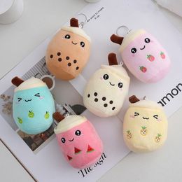 Cute Fruit Milk Tea Cup Plush Doll Mini Plush Keychain Bag Pendant Kwaii Plush Keychain