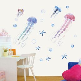 Large Jellyfish Wall Stickers for Kids room Bedroom Wall Decor Cartoon Starfish Sticker for Home Decor Removable PVC Art Murals