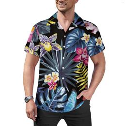 Men's Casual Shirts Palm Leaves Shirt Jungle Flowers Print Beach Loose Hawaiian Streetwear Blouses Short Sleeve Oversize Clothing