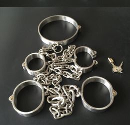 Stainless steel lock handcuffs feet shackles shackles Torture devices Prisoners male sex tools Metal shackles sm torture devices sex toys