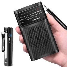 Mini Radio Portable FM/AM Dual Band Receiver High Sensitivity Stereo Pocket Radio with 3.5mm Jack for Walking Hiking Camping