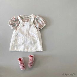 Girl's Dresses Baby Girls Sets Jean Dress Spring Autumn Toddler Child Denim Strap Skirt Outfit Floral Shirt Set Clothes R230612