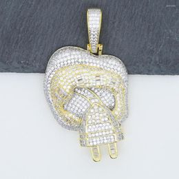 Chains Iced Out Men Boyfriend Styles Mouth Plug Pendant With Full Cz Paved Punk Hip Hop Necklace Jewellery For Party Gift