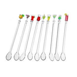 Bar Tools Cocktail Picks Wine Glass Art Ice Spoon swizzle stick Acrylic stirring rod fruit juice stirrers mixing tools 10pclot 230612