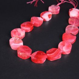 Crystal Approx14PCS/strand Natural Pink Red Crack vein Agates Stone Slab Nugget Loose Beads,Onxy Gems Slice Pendant Jewellery Making