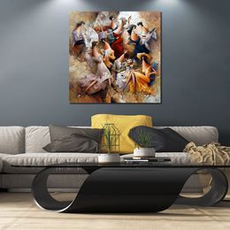 Contemporary Abstract Oil Painting on Canvas Big Party Artwork Vibrant Art for Home Decor