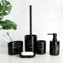 Sets Black Bathroom Soap Dispenser Toothbrush Holder Set Toothbrush Cup Soap Dispenser Soap Dish Toilet Brush Holder