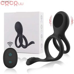 Vibrating Dual Penis Ring Vibrator with 7 Vibration Stretchy Cock Rings Sex Toys for Man Male and Couples Play Prostate Massager L230518