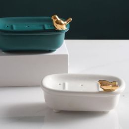 Dishes Bathroom Supplies Drain Soap Holder Soap Container Soap Box Double Layer Soap Dish Goldplated Toilet Bath Soap Bracket