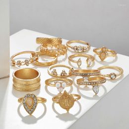 Wedding Rings 15pcs/set Midi Kunckle For Women Antique Geometric Lotus Boho Ring Set Bohemian Jewellery Drop 2023