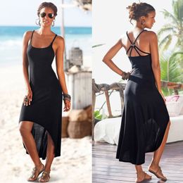 Women Sleeveless Summer Dress Boho Maxi Long Evening Party Dress Beach New 2021 Ladies Beachwear Sundress Backless Maxi