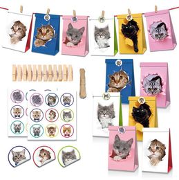 Packing Bags Kraft Paper Oil Bag Cat Pet Cute Puppy Dog Bite The Roses Birthday Gift Packaging Drop Delivery Otj7G