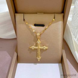 Pendant Necklaces European and American Fashion Big Cross Necklace for Women Shine Zircon Lucky Charms Jewellery Elegant Party Accessories R230612