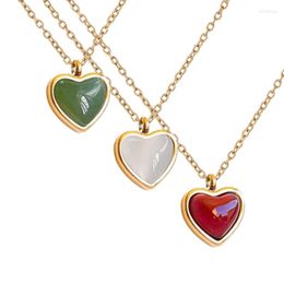 Pendant Necklaces Crystal Heart Necklace Carved Agate Stone Shape Chakra Quartz With Cord Amulet Healing Jewelry