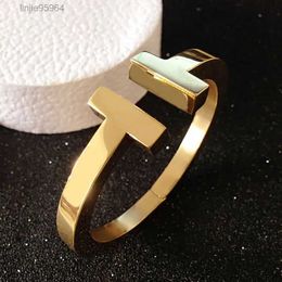 Jade Bangle Bracelet Brand Gold 18k Plated Fashion Stainless t Letter Ladies Europeanlawn Tennis Men s Cuff