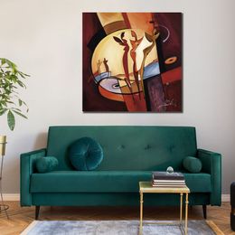 Handmade Abstract Oil Painting on Canvas Spotlight Dancing Iv Vibrant Wall Art Masterpiece for Office