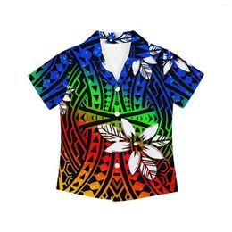 Men's Casual Shirts Polynesian Tribal Fijian Totem Tattoo Fiji Prints Baby Toddler Teenage Clothes Turn-down Collar Kids Shirt For Boys