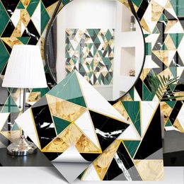 Wall Stickers 10Styles Luxury Golden Green Tile For Bathroom Kitchen Decoration PVC Self-Adhesive Waterproof