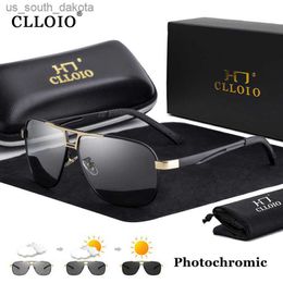 CLLOIO 2023 New Square Photochromic Polarized Sunglasses Men Change Color Sun Glasses Chameleon Anti-glare Driving Oculos de sol L230523