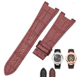 Watch Bands HENGRC High Quality Genuine Leather Band Strap 25 18mm Brown Black Watchband Belt For PP Without Buckle Accessories