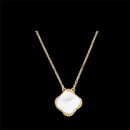 Pendant Necklaces Fashion Classic4Four Leaf Clover Necklaces Pendants MotherofPearl Stainless Steel Plated 18K for WomenGirl Valentines Mothers Day J0613