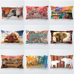 Pillow 30x50cm Watercolour Elephant Soft Pillowcase Rectangular Case For Bedroom Luxury Designer Bed Covers Decorative