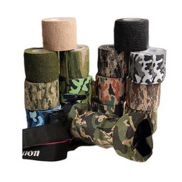 Elbow Knee Pads Elastic Wrap Tape Army Adhesive Outdoor Hunting Camouflage Stealth Waterproof Durable Roll Accessory 230613