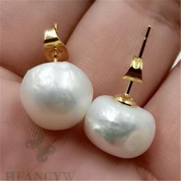 Clip-on Screw Back 12-14MM Mabe White Baroque Pearl 18K Gold Earrings Classic Ma Bei Personality Gorgeous Delicate 230609