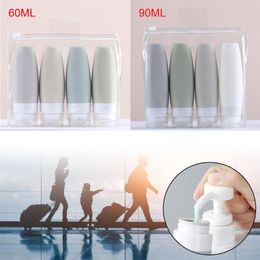 Storage Bottles 4pcs/set Silicone Travel Refillable Bottle Set Lotion Shampoo Shower Gel Tube Cosmetic Empty Liquid Container Portable