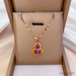 Pendant Necklaces Fashion Luxury Purple Crystal Gourd Necklace for Women Charm Inlaid Zircon Elegant Ladies Jewellery Accessories Gift R230612