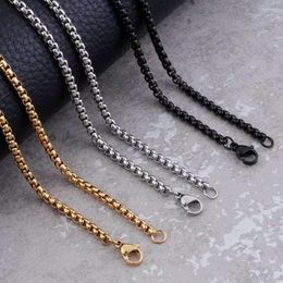 Chains 3mm Gold Black Silver Plated Stainless Steel Pearl Chain 46-68cm Necklace Colar Choker Men Women Collar Jewelry