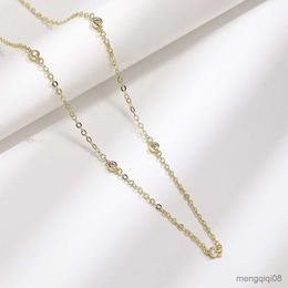 Pendant Necklaces Simple Choker Necklace for Female Gold Colour Small Round CZ Chain Low-key Delicate Women Neck Jewellery Wholesale R230612