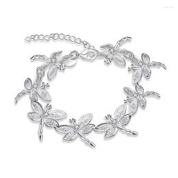 Charm Bracelets Fashion Dragonfly Silver Colour Bracelet With Zircon Pretty Cute Party Gift For Woman Top Quality Factory Outlet H121