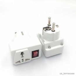 Power Plug Adapter White 250V universal adaptor plug British Europe Portable converter socket with on off light switch R230612